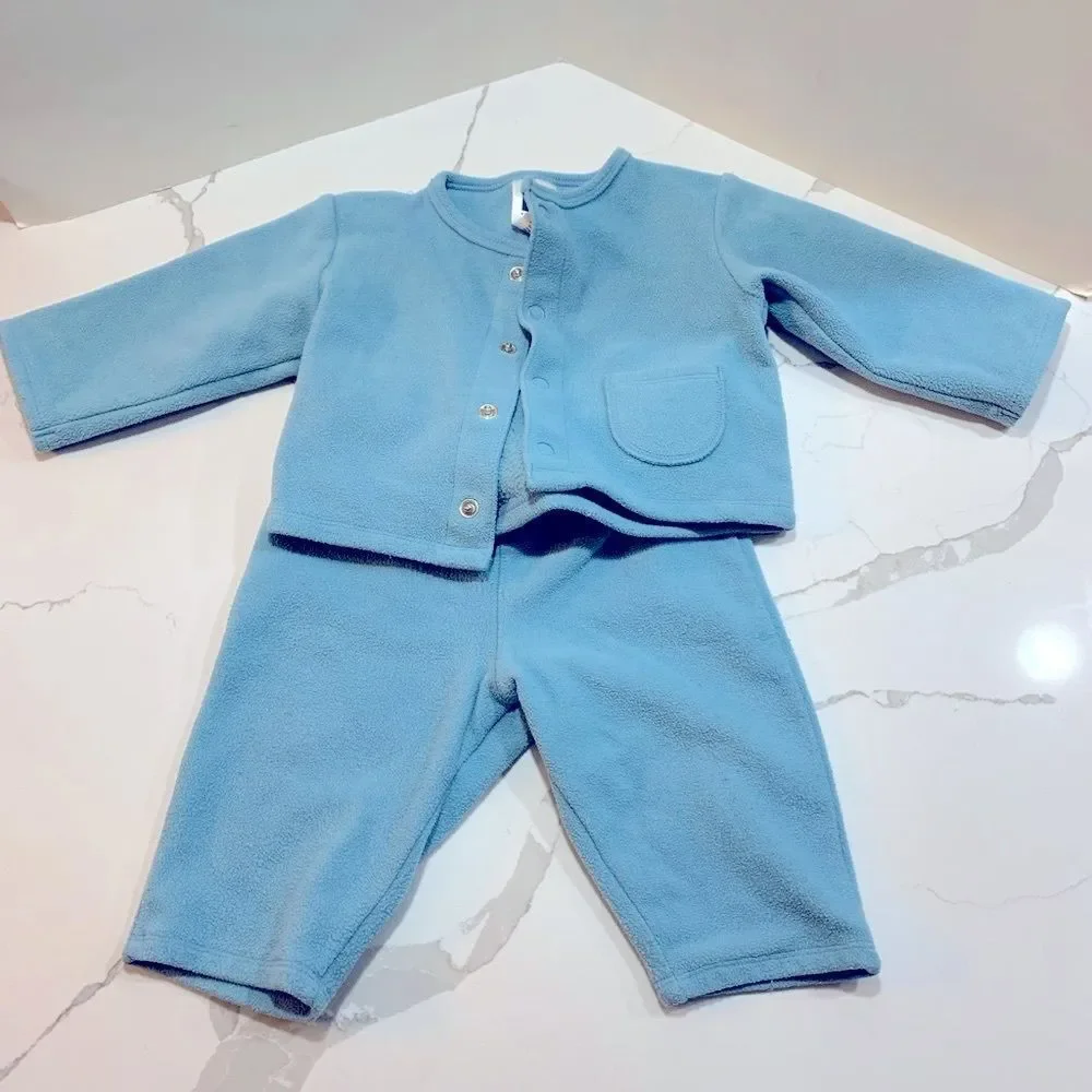 GAP | Baby Boys Blue Fleece Pants and Shirt Outfit Set 6-12M